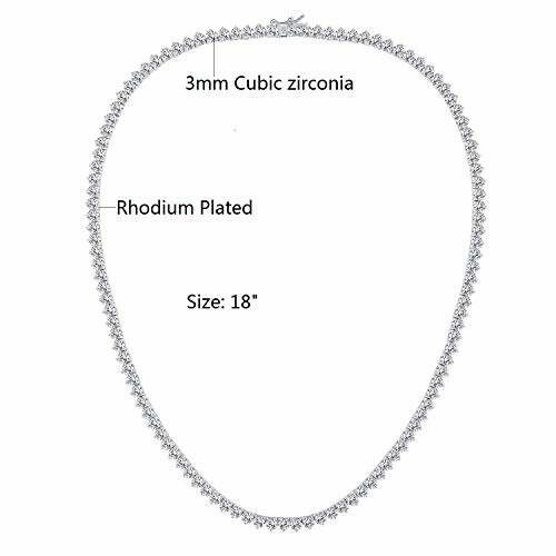 18-inch rhodium plated necklace with 3mm cubic zirconia