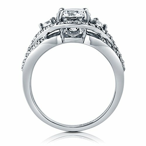 Side view of a diamond engagement ring with intricate detailing.