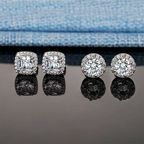 18K White Gold Plated Cubic Zirconia Stud Earrings