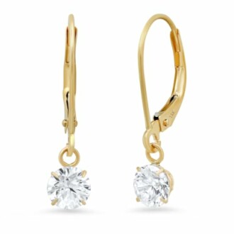 Gold drop earrings with diamond stones