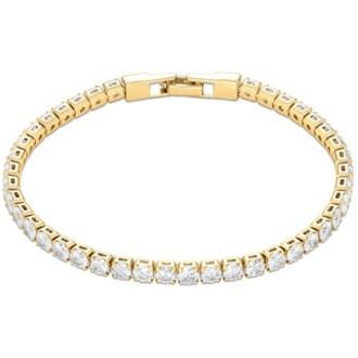 Gold tennis bracelet with diamonds