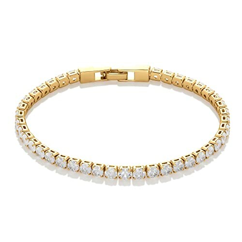 Gold tennis bracelet with clear gemstones