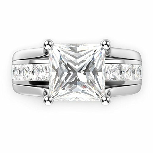 Princess cut diamond ring with side stones