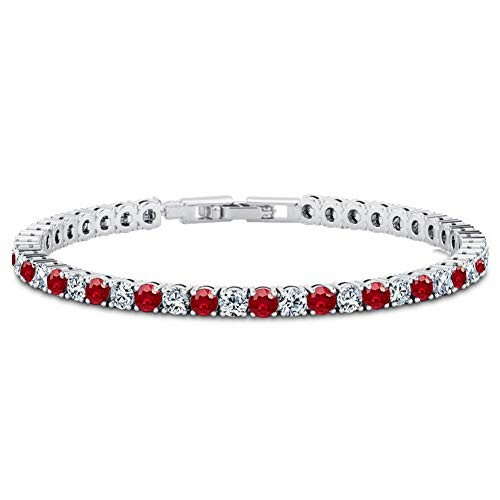 Ruby and diamond tennis bracelet with clasp.