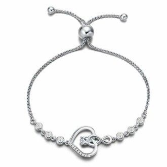 Silver bracelet with heart and infinity design