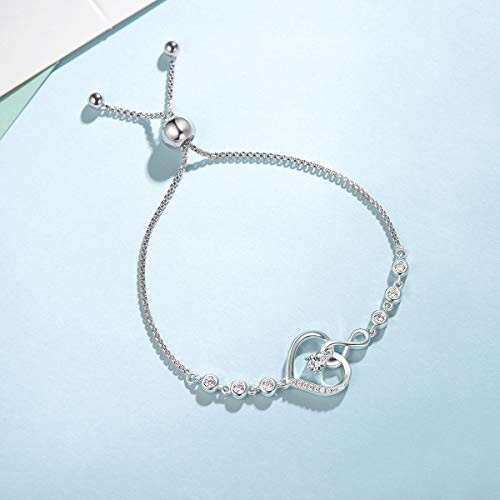 Silver bracelet with heart and infinity symbol