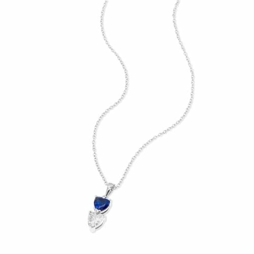 Silver necklace with a blue gemstone pendant