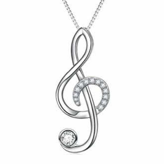 Silver treble clef pendant with crystals