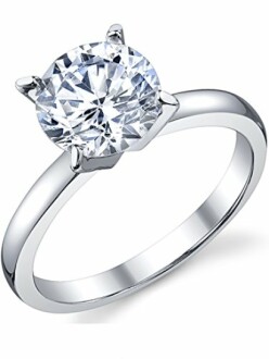 2 Carat Round Brilliant Cubic Zirconia CZ Sterling Silver 925 Wedding Engagement Ring