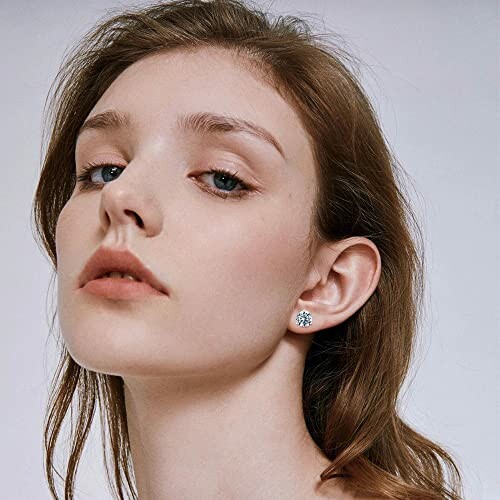 Woman wearing a stud earring